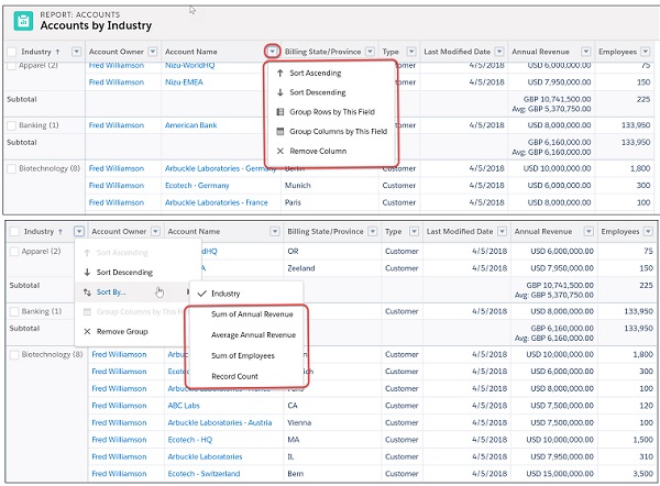 Salesforce 報表和儀表板